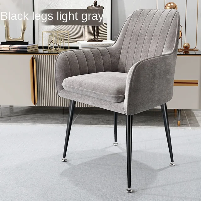 Nordic Ins Chair Home Internet Celebrity Makeup Dressing Table Stool Backrest Girly Bedroom Simple Manicure Light Luxury Chair Light gray A Black