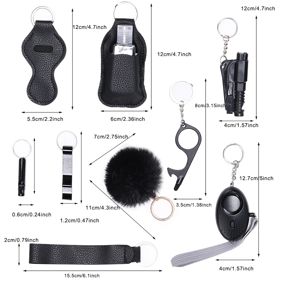 Self Defense For Safety Keychain Full Set With Personal Alarm