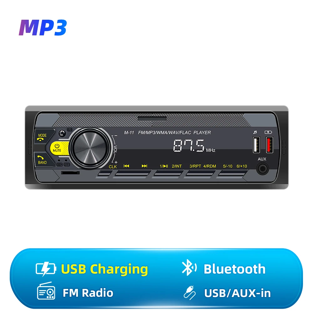 Hikity Universal 1DIN Car MP3 Player Bluetooth Radio Stereo Push to Talk Assistant Hands AM/FM Radio Support USB/SD/AUX-IN