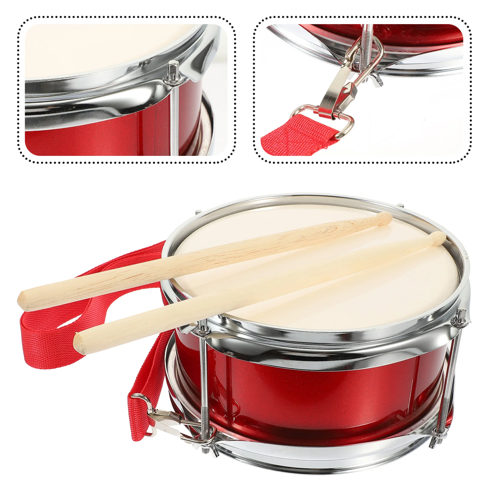 

Vaguelly Snare Drum Hand Drum Sticks Shoulder Strap Red Percussion Musical Instruments Kids Children