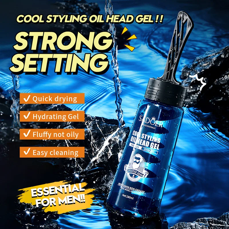 280ml Hair Styling Gel Oil with A Comb Head Gel Powerful and Durable Natural Fluffy and Fragrant Hair Spray for Curly