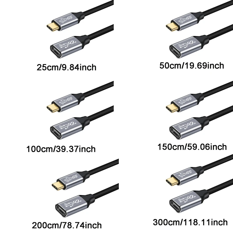 USB C Extension Cable Gen 2 100W 3.1 Type C Male to Female Video Cable Type-C Extender Data Cable images - 6