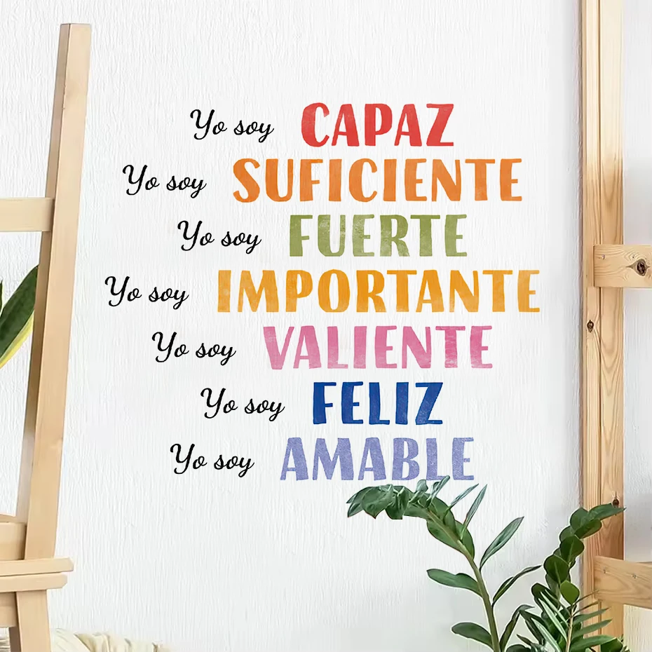 Spanish Yo Soy Rainbow Stars Sun Watercolor Wall Sticker Nursery Child Room Wall Art Decal Kids Room Bedroom Living Home Decor 3
