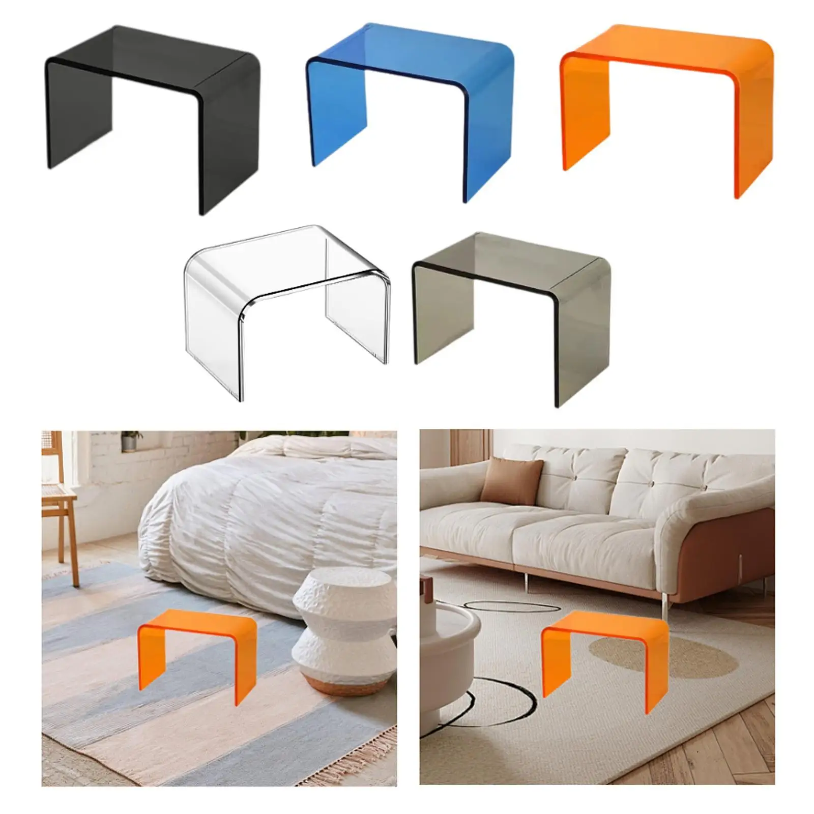 Acrylic Step Stool Portable Shoe Changing Multifunctional Antiskid Bathroom Stool for Bedside Bedroom Bathroom Toilet Apartment