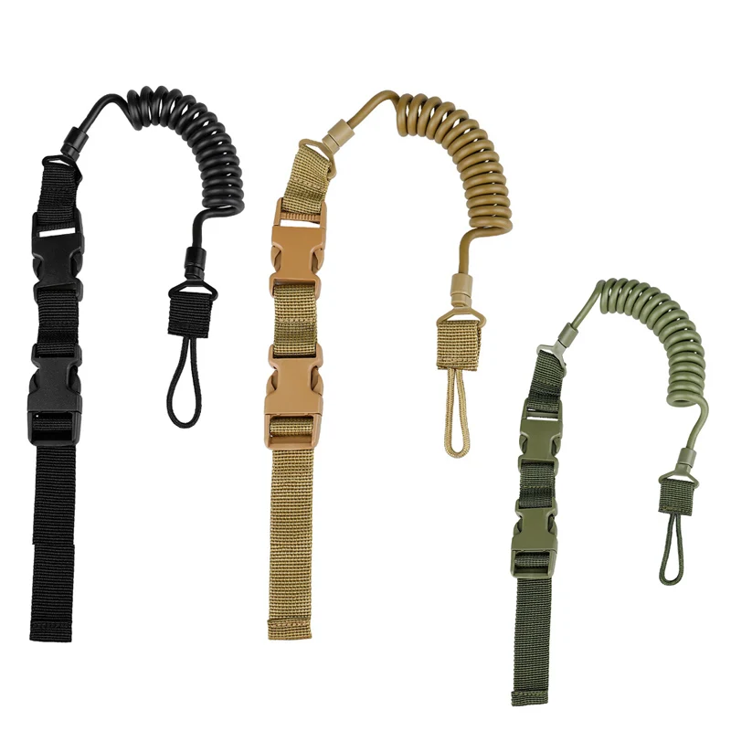 Elastic Tactical Spring Lanyard Key Chain for Outdoor Hunting
