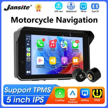 Navigazione per moto da 5 pollici Wireless CarPlay Android Auto Dual Bluetooth IPX7 Display impermeabile Supporto per monitor Moto TPMS