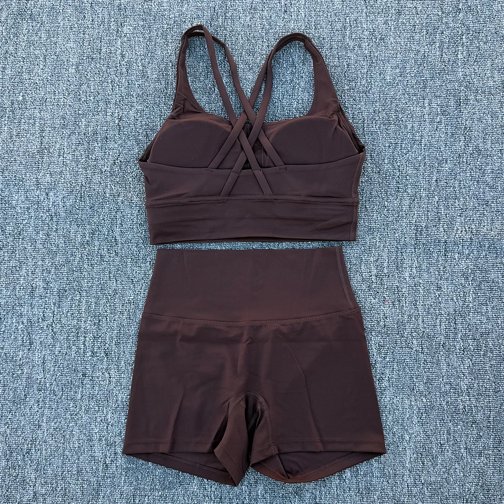 2 Piece Yoga Clothes Women's Tracksuit Athletic Wear Fitness Suit Gym Workout Push Up Clothes Sports Bra Yoga Shorts Suit