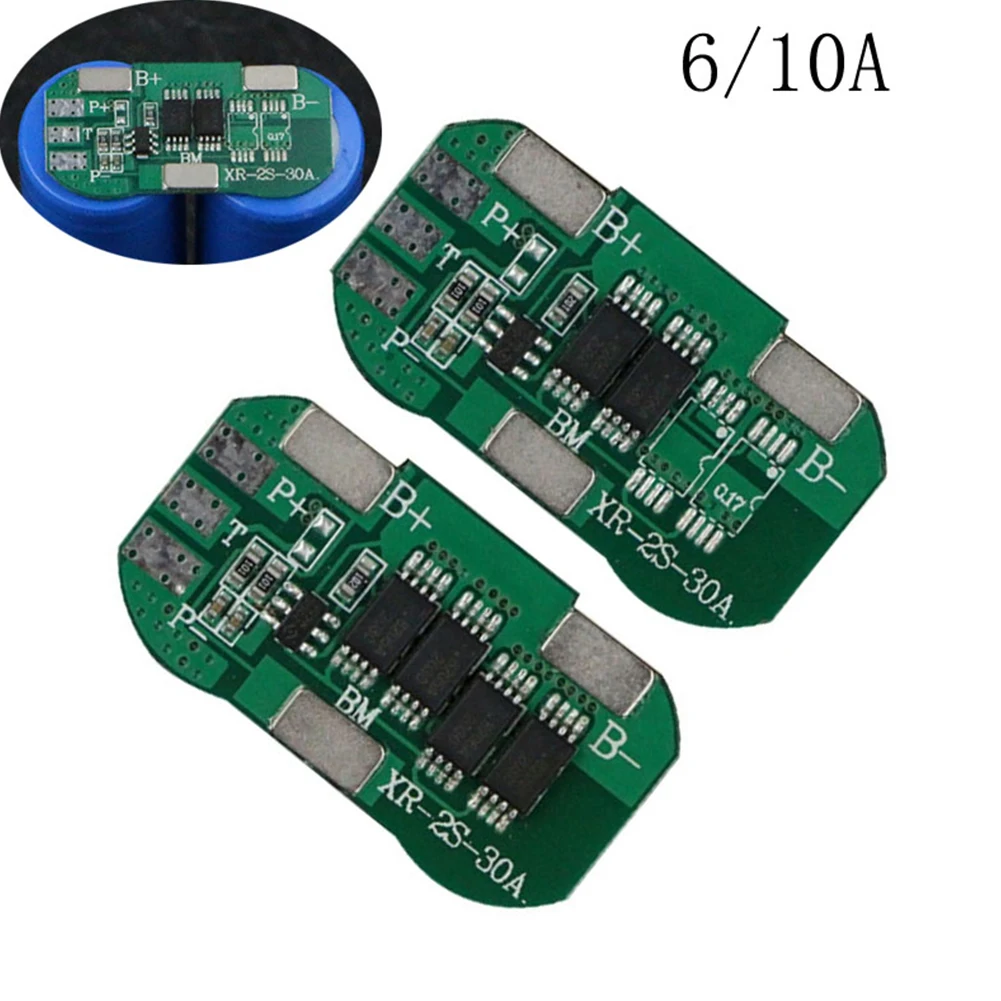 

1/ 2 шт. BMS 2S 7,4 В 6A/10A Защитная плата для зарядки литий-ионного аккумулятора PCM PCB 15A 30A пик для внешнего аккумулятора, зарядное устройство, электроинструмент