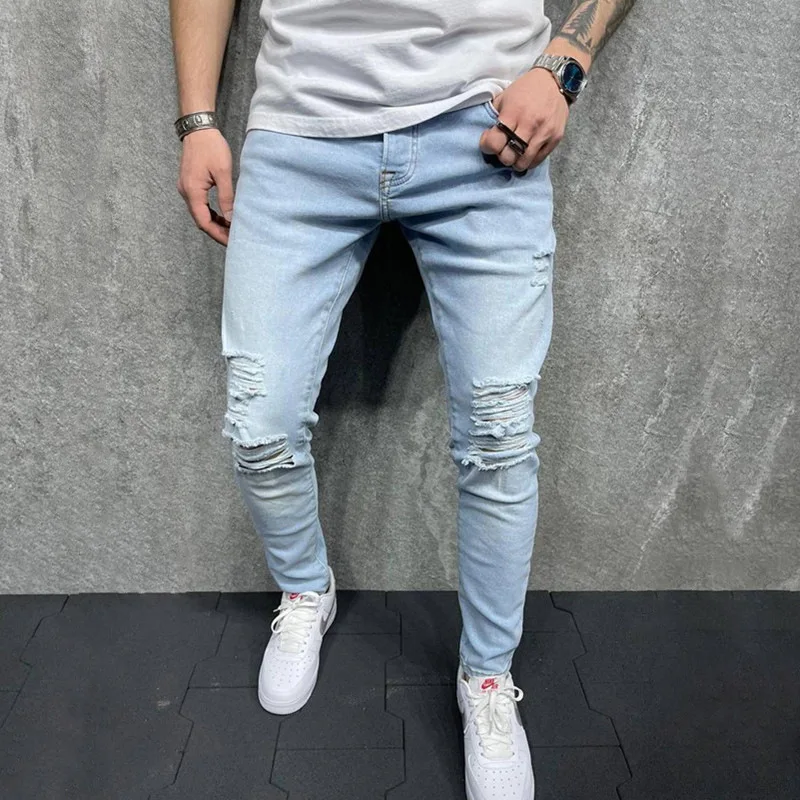 slim straight jeans Slim-fit feet pants trendy brand all-match Korean version of the trend new pants fashion jeans men bootcut jeans men