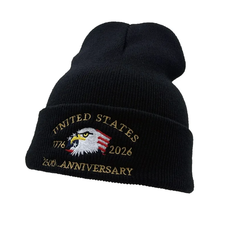 250th Anniversary USA Knit Hat Warm Cozy Embroidery Beanie for Women/ Men 2