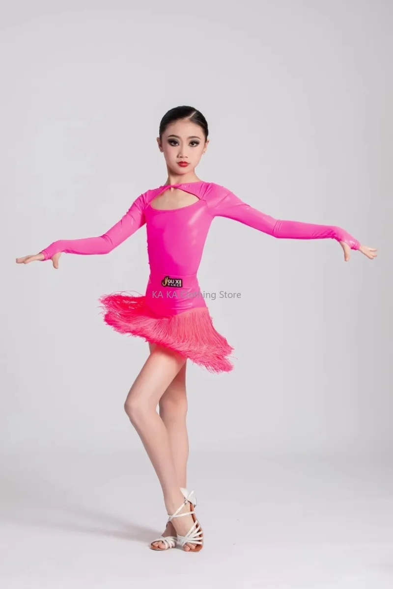 Vestito Da Ballo Latino Per Bambine - 2 Pezzi Con Frange, 5 Colori, Per Salsa E Tango