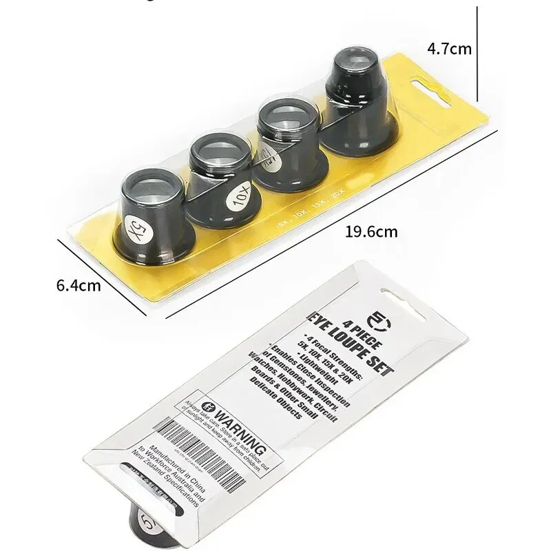 Watch Repair Tool 5 to 20 Times Magnifying Glass Goggles Set 4PCS
