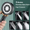 Black Silver Shower Head High Pressure 5 Modes Water Saving Nozzle Powerful Pressurized Spa Handheld Showers Bathroom accessorie 1