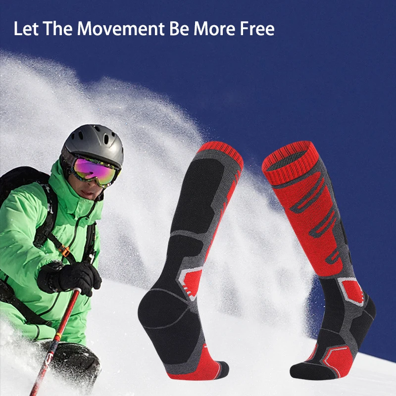 2 Pairs/Set Thermal Merino Wool Ski Socks for Snowboarding, Knee-high, Warm, Hunting, Dry, Snow, Camping, Cold Weather, Winter