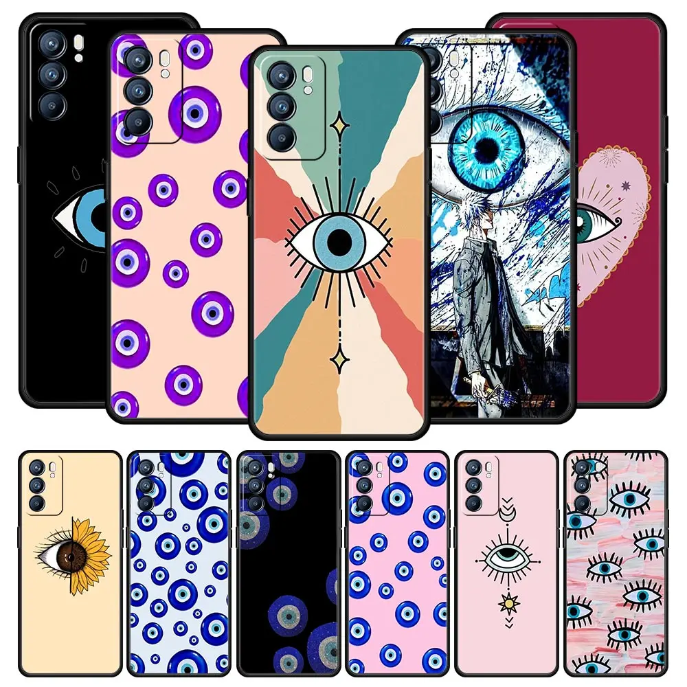 Custodia Per Telefono Con Stampa Eye Blue Evil Eye Per Oppo Find X5 A54 A53 A52 A9 2020 A16 A15 A95 A76 A74 A12 Reno7 Se Reno6 Pro Plus 5G Cover