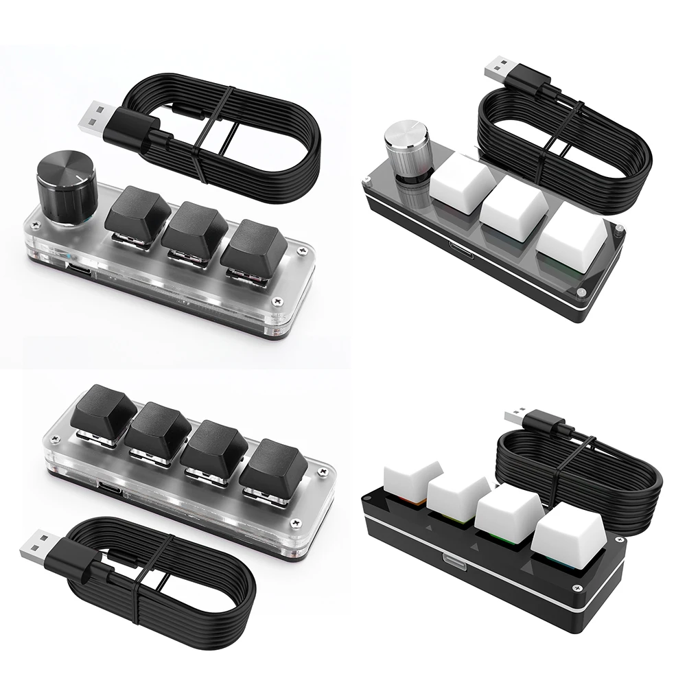 3 Key 1 Knob/4 Key Programming Macro Custom Knob Keyboard Hotswap Wired USB Photoshop Gaming Keypad Mini Mechanical BT Keyboard