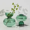 Glass Vase Green Round Gourd Floral Vase Hydroponic Flower Pot Geometric Circle Terrarium Home Decoration Accessories Vases Pots 3
