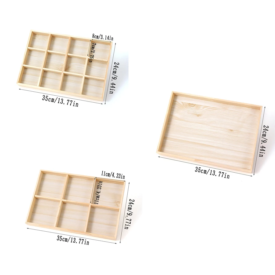 1PCS All Solid Wood Jewellery Tray Lattice Storage Tray Jewellery Loose Beads Bracelets Strings Jewellery Display Tray 6
