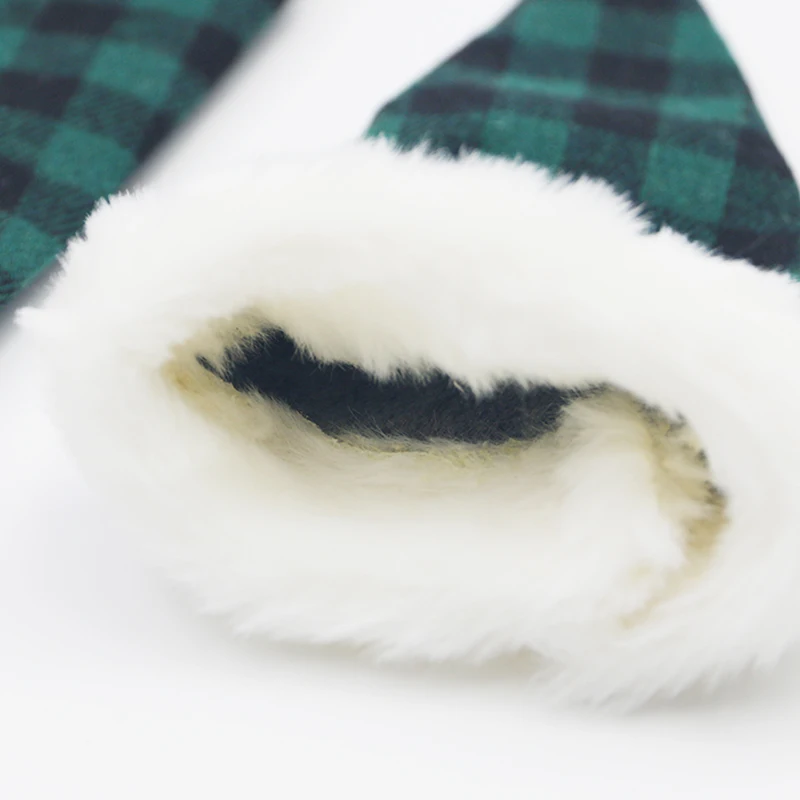 2 Pcs/pack 19cm Plush Checkered Cloth Knife Fork Bag Desktop Tableware Decoration Christmas New Year Decoration Props DIY