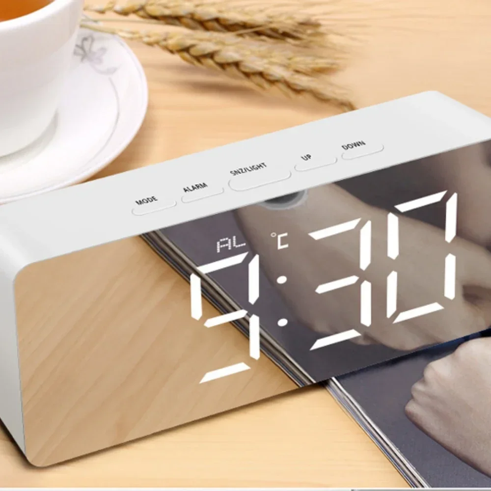 

Bedroom Bedside Lamp Digital Electronic Desk Lamp with Makeup Mirror Table New LED Table Clock Lamp Alarm Clock for Home Decor
