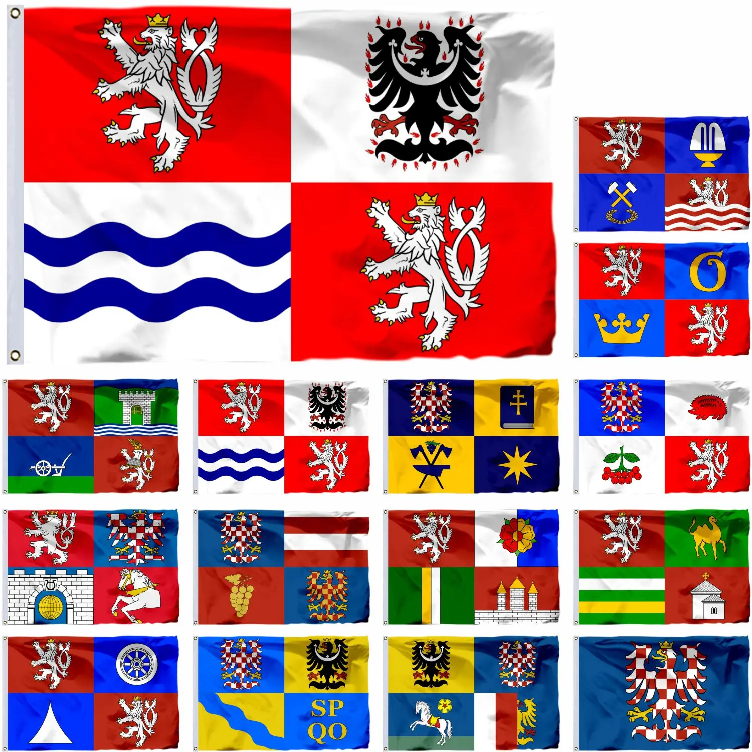 All 13 regional flags at 60*90cm or 90*150, not the Moravia flag