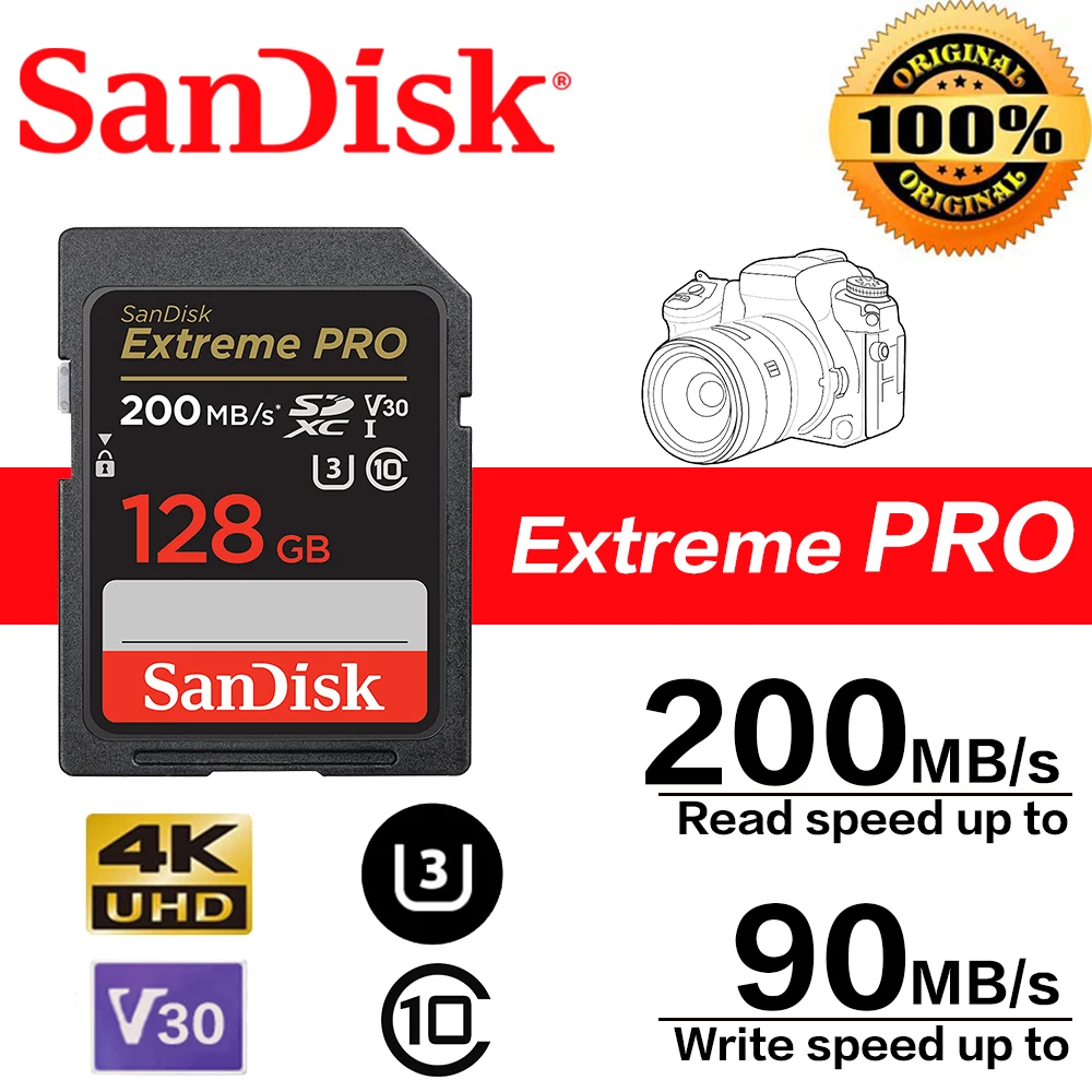 SanDisk-Extreme Pro SDカード,UHS-I u3ビデオSD,Nintendo Switch用,4K,新品