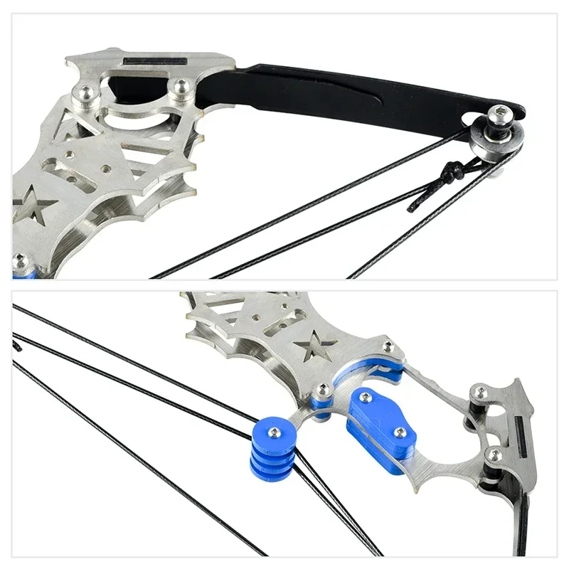 Indoor and Outdoor Decompression Bowstring Set 2 Size Mini 304 Stainless Steel Compound Bow Small Pulley Bow Arrow Shooting Toy outdoor camping toys rubber band toys