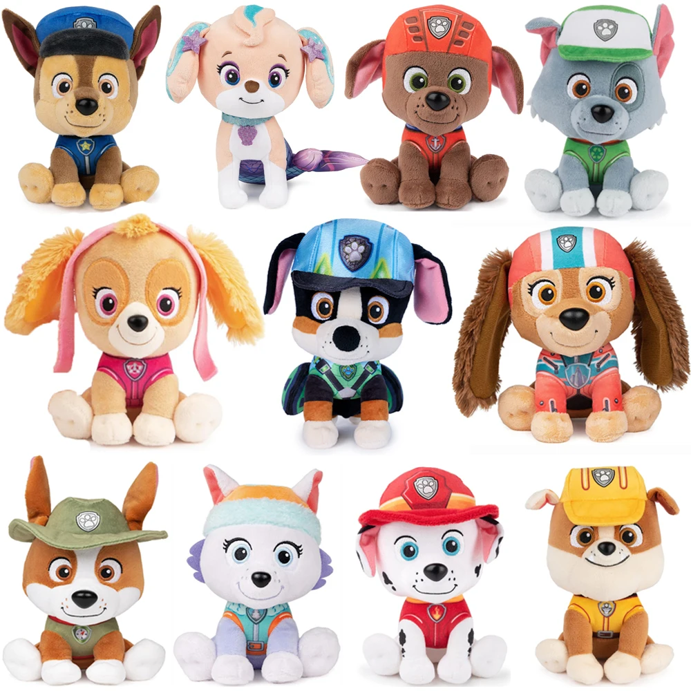 100 % echtes Paw Patrol Plüschtier Tracker Chase Marshall Skye Everest Puppe New Style Dog Patrol Team Geburtstag Weihnachtsgeschenk