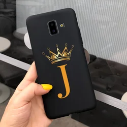 Adorable Alphabet Soft Silicone Bumper Phone Cover for Samsung J6 Plus (Letter - black - J)