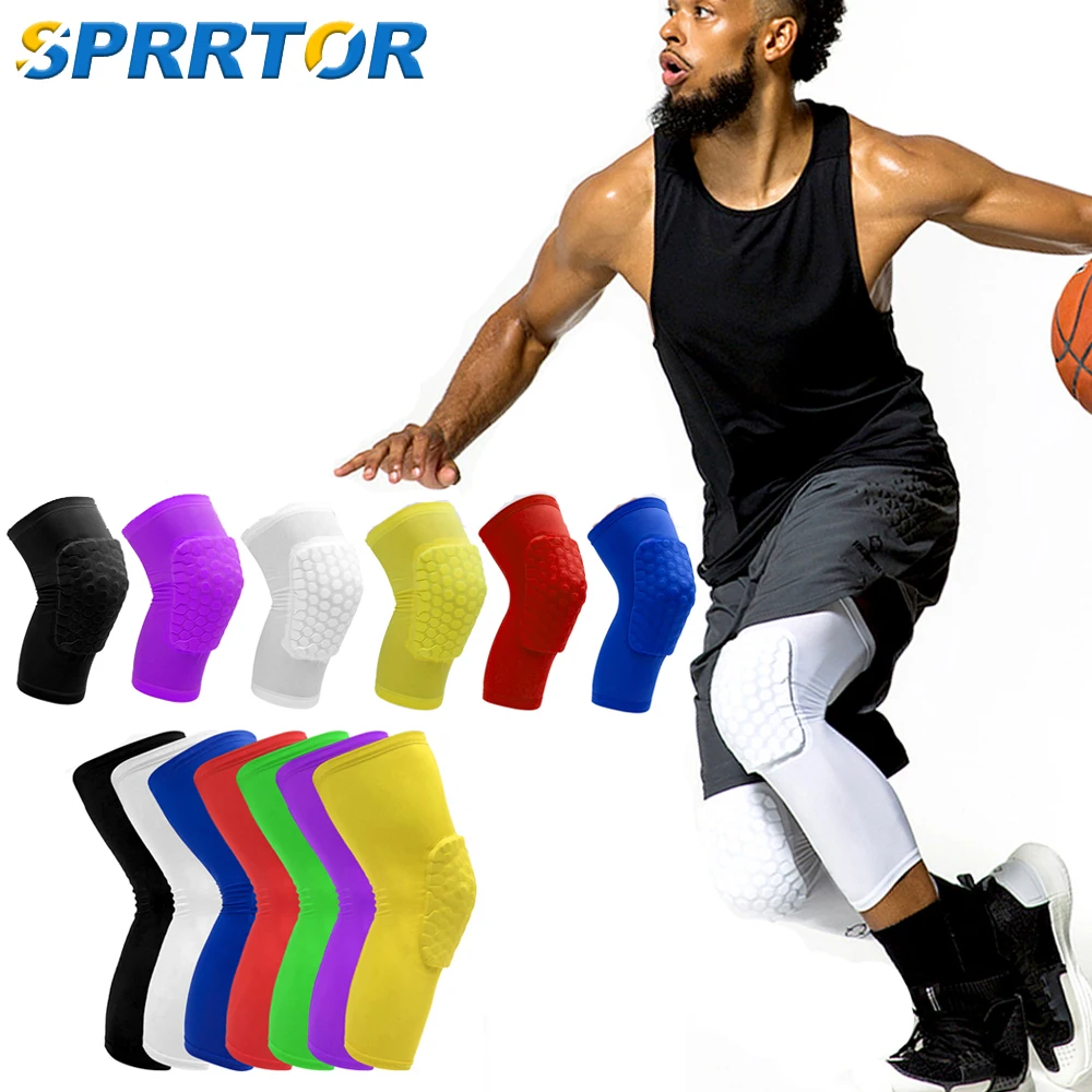 

1Pair Honeycomb Knee Pads Basketball Sport Kneepad Volleyball Knee Protector Brace Support Football Compression Leg Sleeves