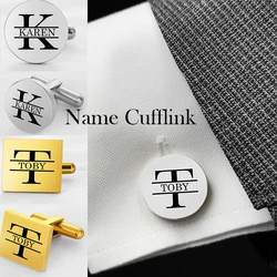 2023 New Personalized Stainless Steel Initial Name Cufflink Custom Best Man Shirt Button Cuff Links For Wedding Party Gift
