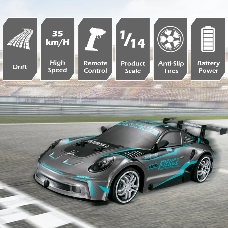 1:14 2WD Remote Control Car RC Car With Led Lights 2.4G Radio Buggy Off-Road Racing Control Trucks Boys Toys for Children Sound 3