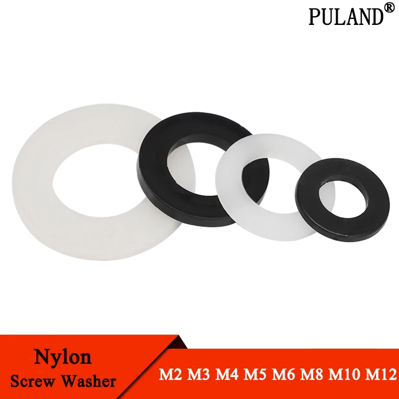 M12 Plastic Round Flat Gasket Insulation Black Nylon Washer M2 M3 M4 M5 M6 