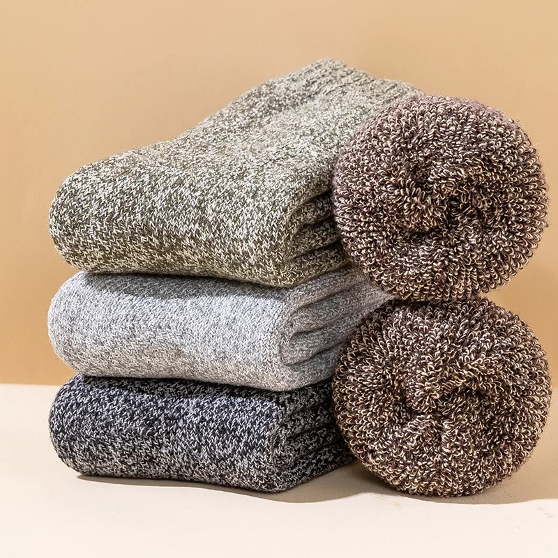 Men's Extra Thick Thermal Socks 5 Pairs, Deodorant Wool Socks, Sports Hiking Socks, Breathable Crew Socks