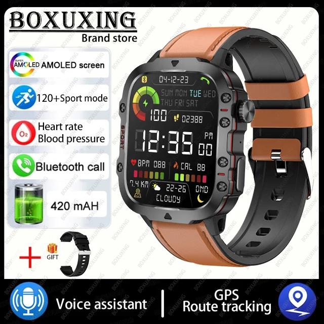 For Xiaomi Rugged Military GPS Smart Watch Men AMOLED 1.96 11