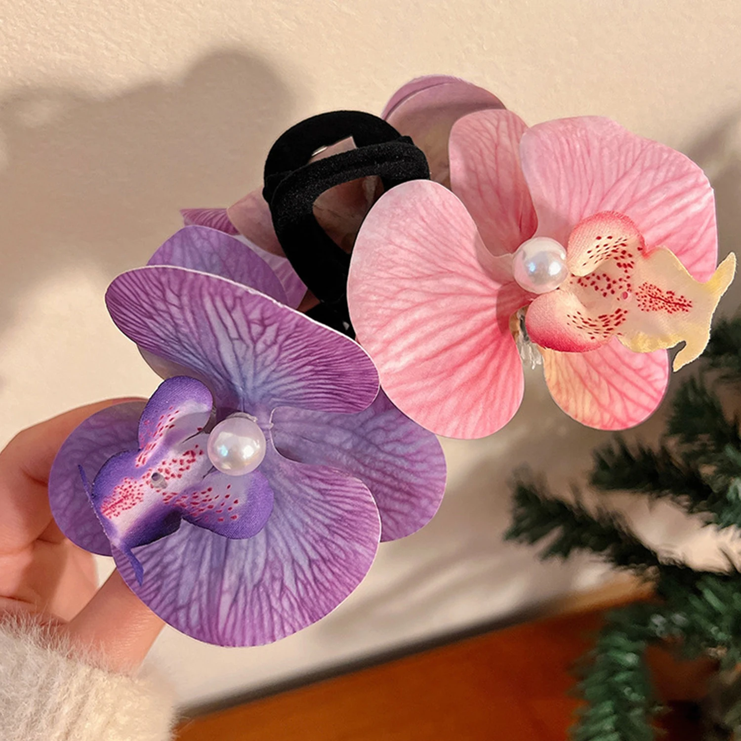 

2024 Butterfly Orchid Flower Hair Claw Shark Clip Women Fairy Flower Hairpin Hair Crab Clip Headwear Barrette Hair Accessories