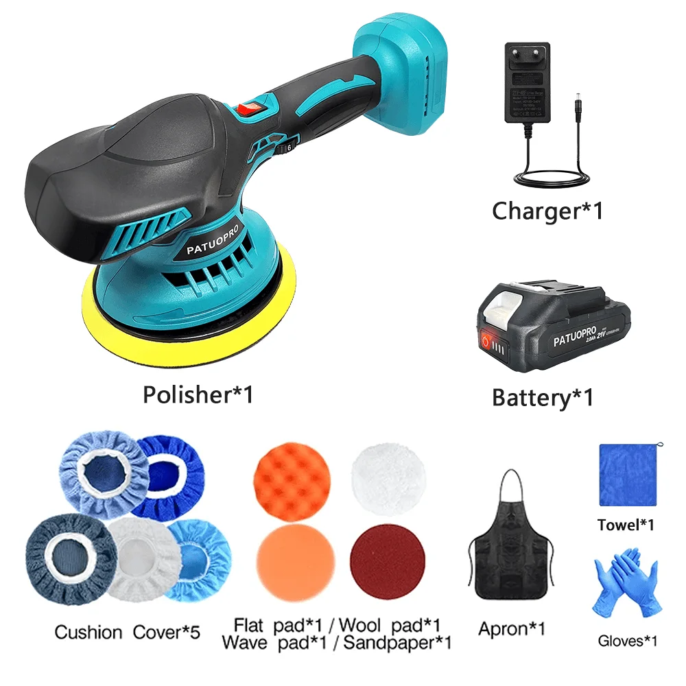 Lucidatrice A Batteria 18V Per Auto - Compatibile Makita, 6 Velocità, 12 Accessori - Foto 10