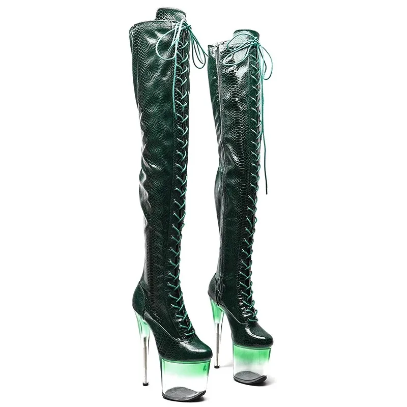 

LAIJIANJINXIA New 20CM/8inches PU Upper Modern Sexy Nightclub Dance Shoes High Heel Platform Women's Over-the-Knee Boots 746