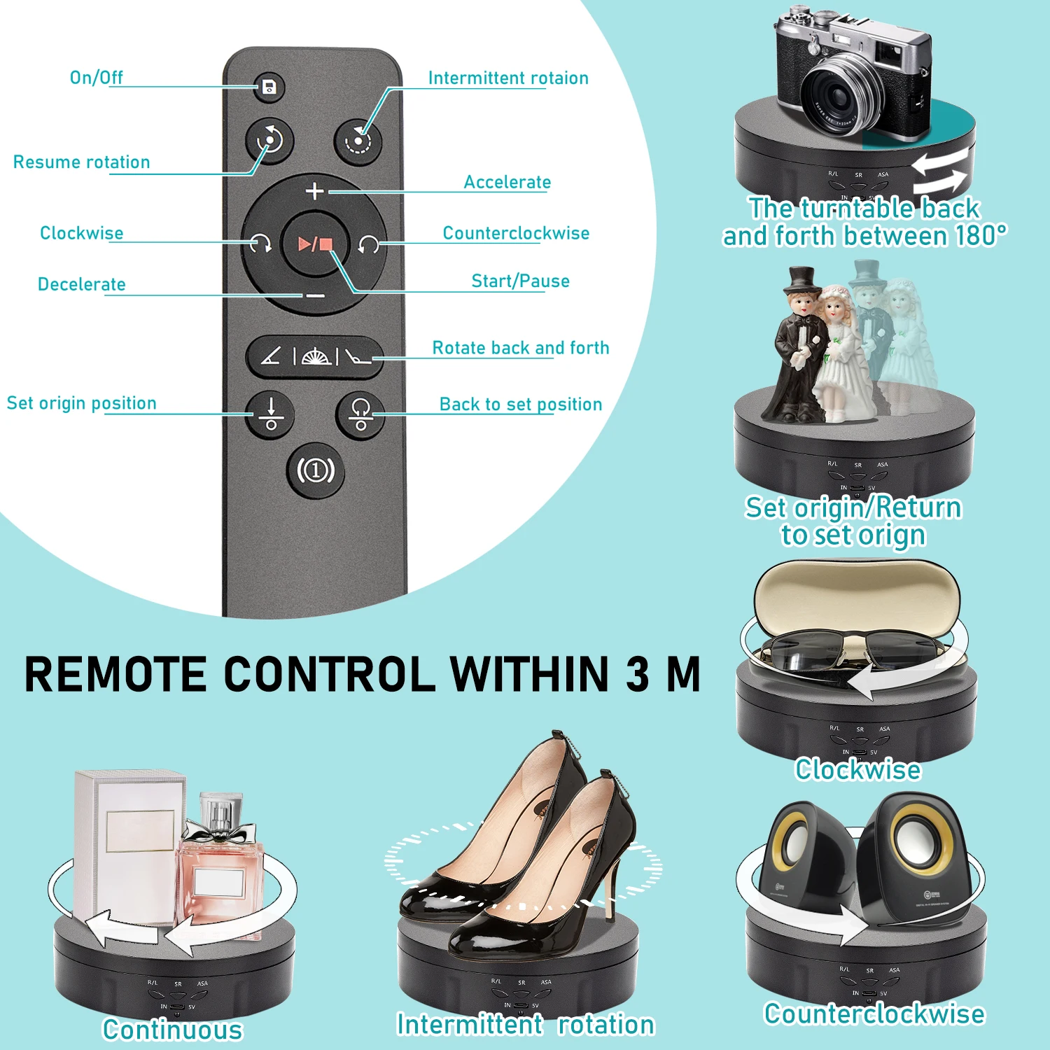 UNTCENT Rotating Turntable Display Stand for Photography Showcase