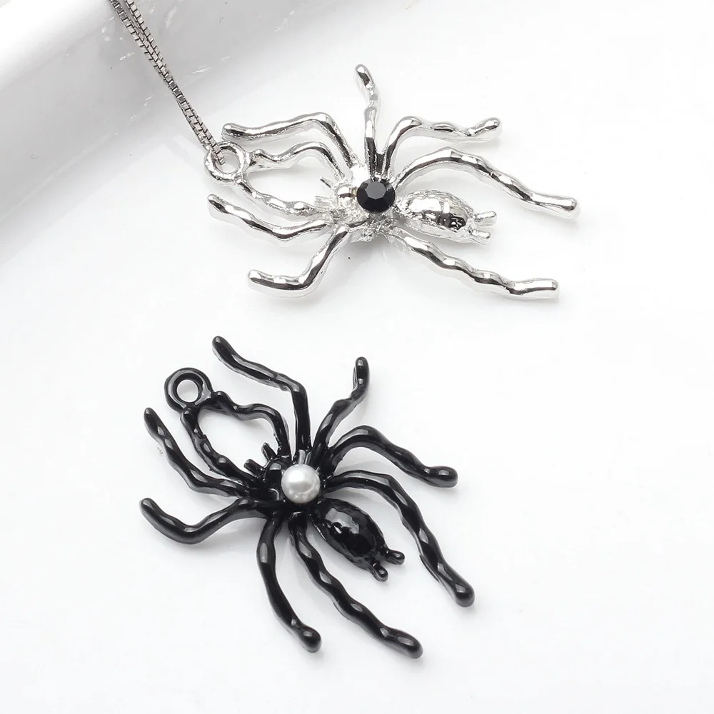 

10Pcs Vintage Pearl Spider Charms Alloy Pendant For Making Jewelry Bracelet Necklace Earrings Handmade Accessories Supplies