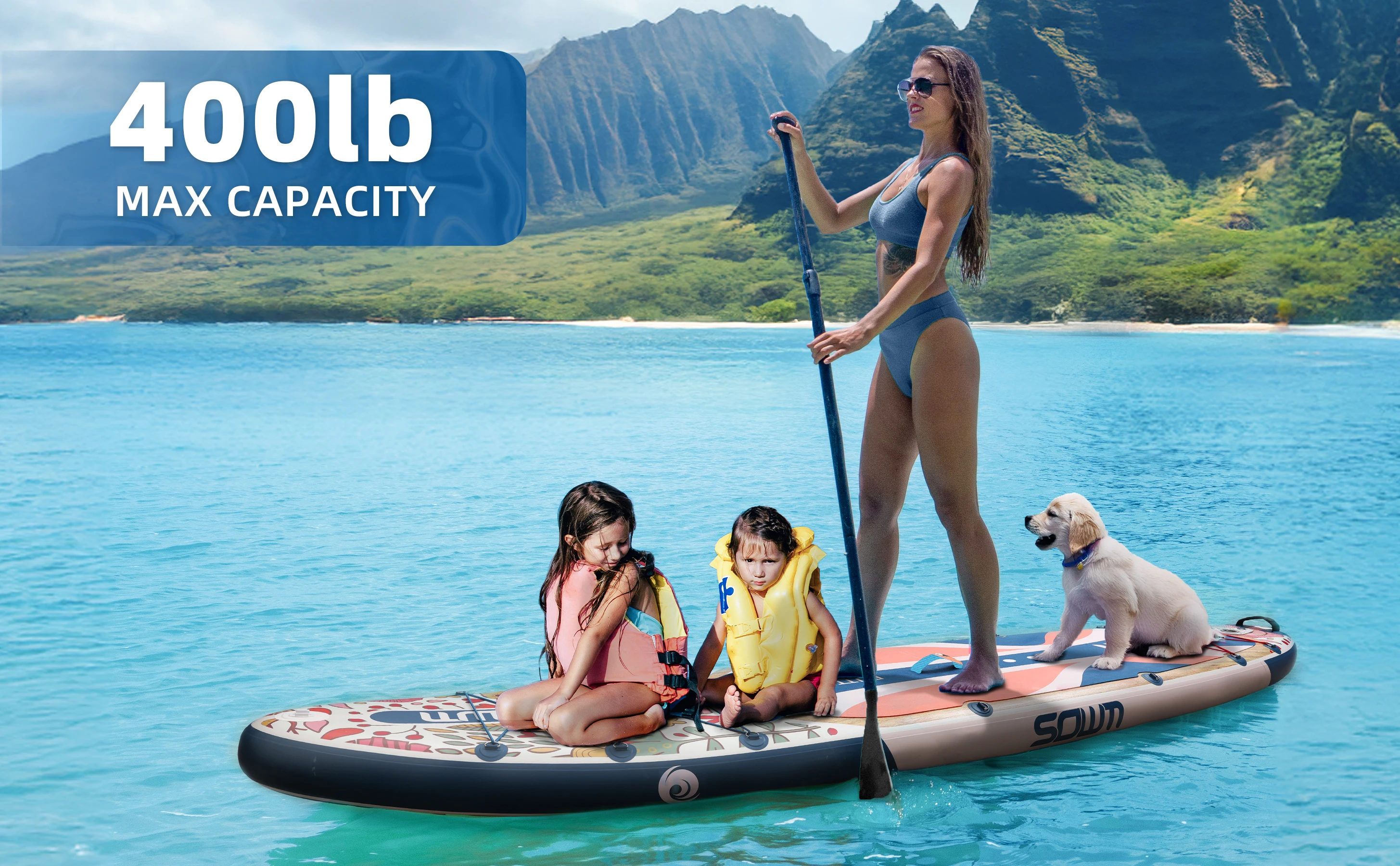 Sowm Beige SUP Wasserdichtes Aufblasbares Paddleboard 11'x34''x6'' für Erwachsene Stehender Stil Aquatisches Angeln Mit Zubehör SUP – Detail 2