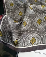 Luxury Vintage Print Square Scarf Hijabs Neck Shawl Stylish Women Multi-functional Bandana Neck Protector Simulated Silk Scarf 6