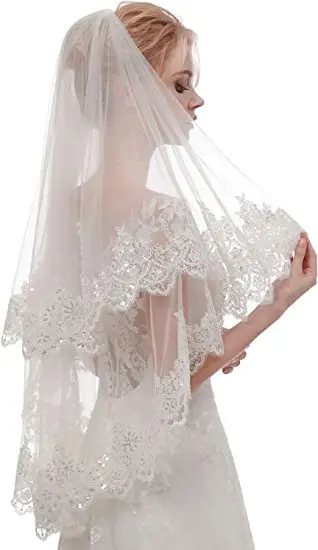 New Sequins Bridal Veil Bachelorette Party Decorations Bride To Be Gift Bridal Shower Wedding Two Layers Veils