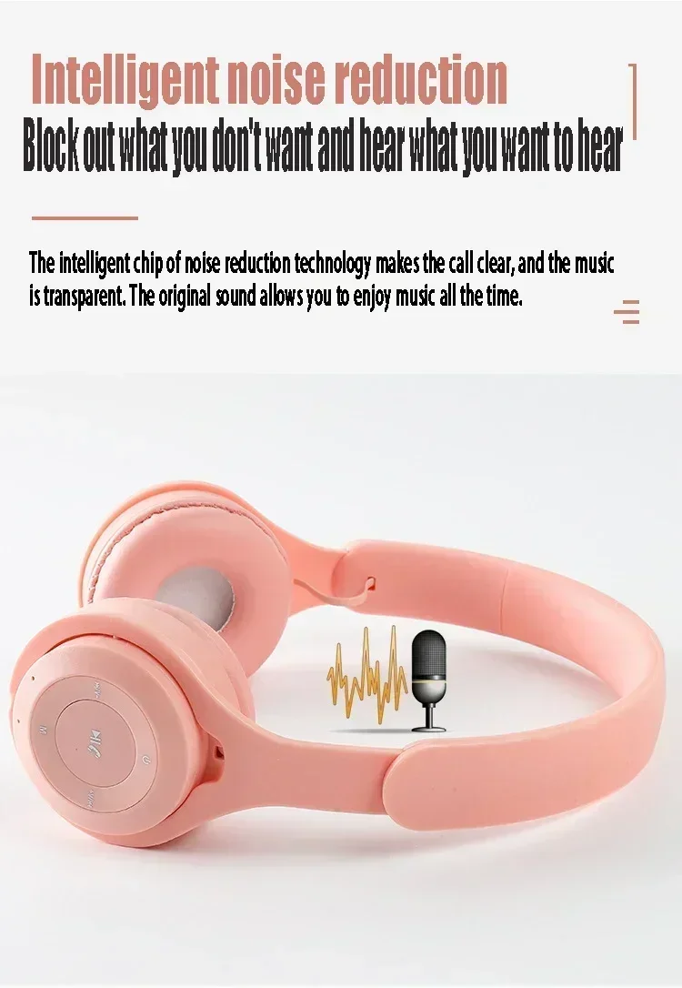 Wireless Bluetooth Headphones With Noise Reduction For Children_voghion.com