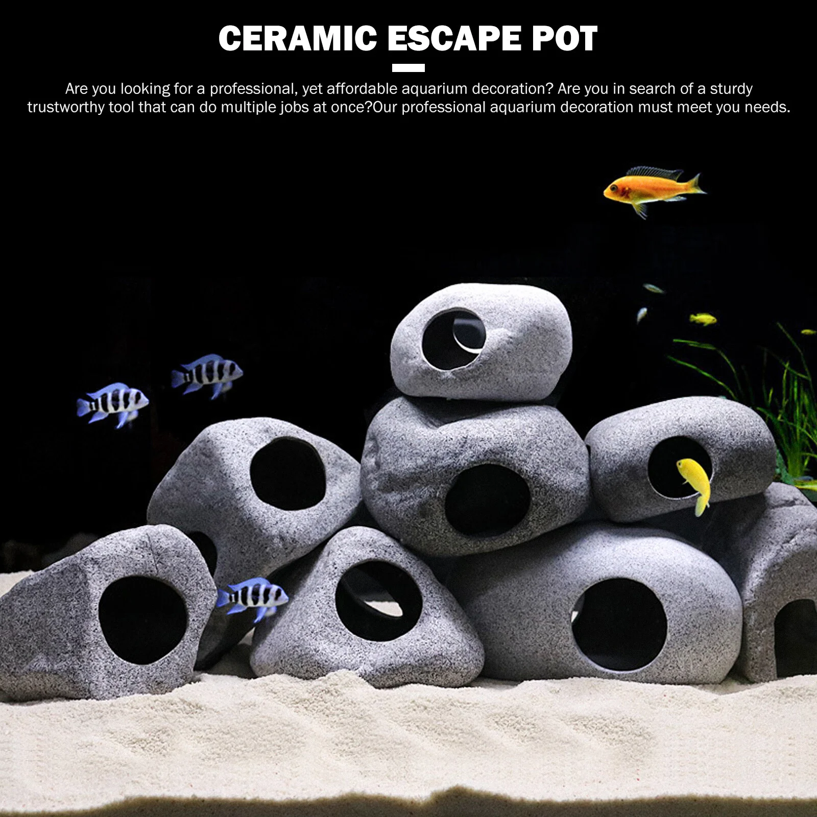 Aqua Hideout Fish Tank Decor Ornamento Paesaggio Nido Eluding Gamberetti Grotta Acquario Ceramica Ornamento Nascondere Casa