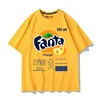 Fanta Beverage Short-sleeved T-shirt Men's Peach Orange Soda Printing Joint Summer Cartoon Printing Trendy Brand Clothes 2