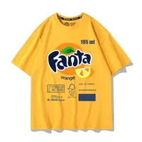 Fanta Beverage Short-sleeved T-shirt Men's Peach Orange Soda Printing Joint Summer Cartoon Printing Trendy Brand Clothes 2