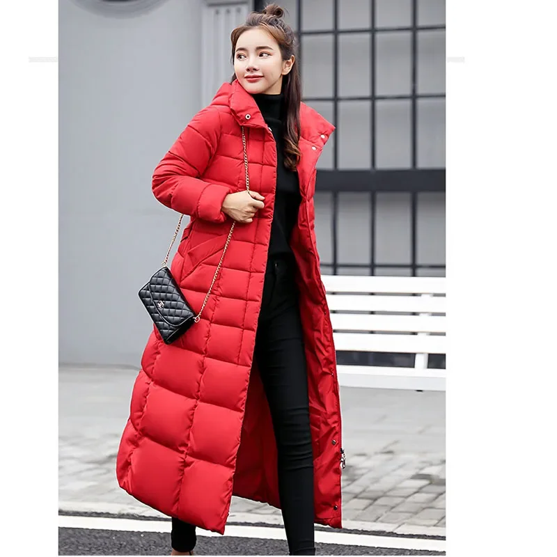 Long Down Cotton Parkas Coat Female New Winter Over Knee Loose Large Fur Collar Hooded Warm Thick Parkas Women  Padded Overcoat 6