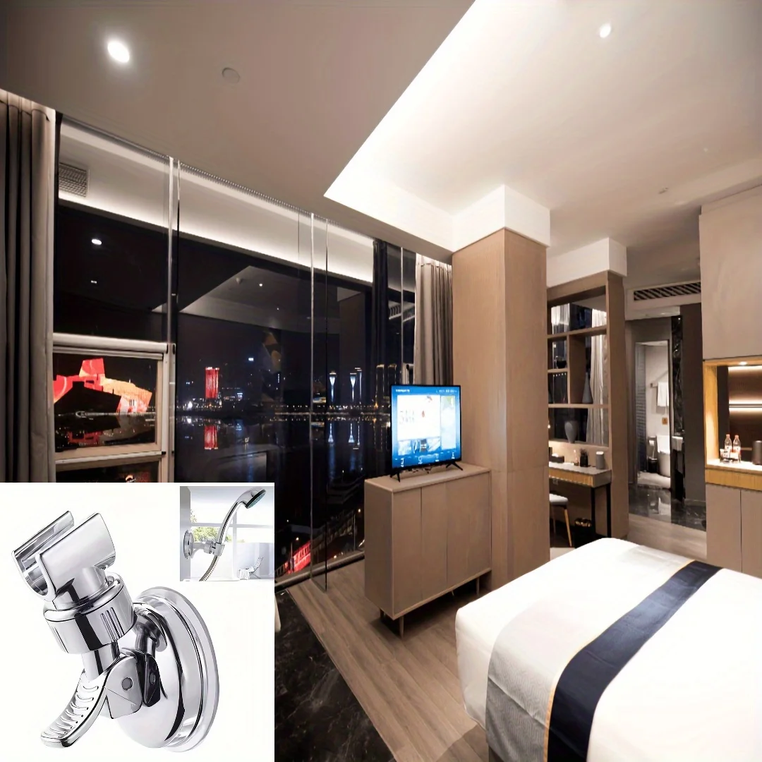 Adjustable Shower Head Holder with Strong Suction Cup,No Tools/Drill Installation,Heavy-Duty Suction,Adjustable Arm for Bathroom