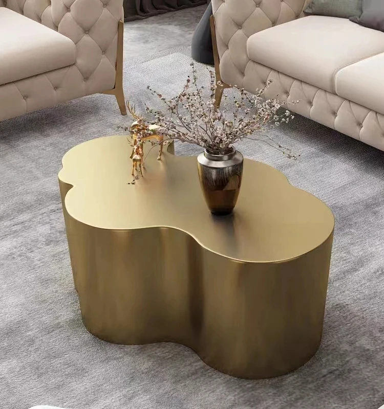 

Nordic Light Luxury Stainless Steel Minimalist Creative Shaped Display Table Living Room and Hotel Coffee Shop Coffee Table